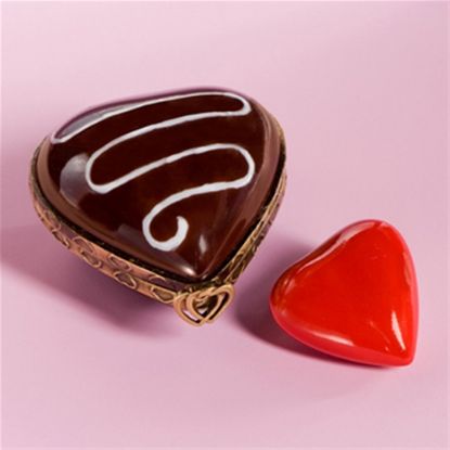 Picture of Limoges Chocolate Heart Box with Red Heart
