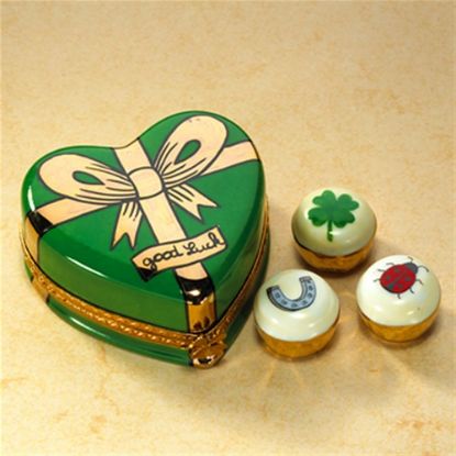 Picture of Limoges Green Good Luck Heart Box with Truffles
