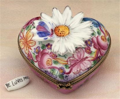 Picture of Limoges Heart with Daisy He Loves Me He Loves Me Not Box 