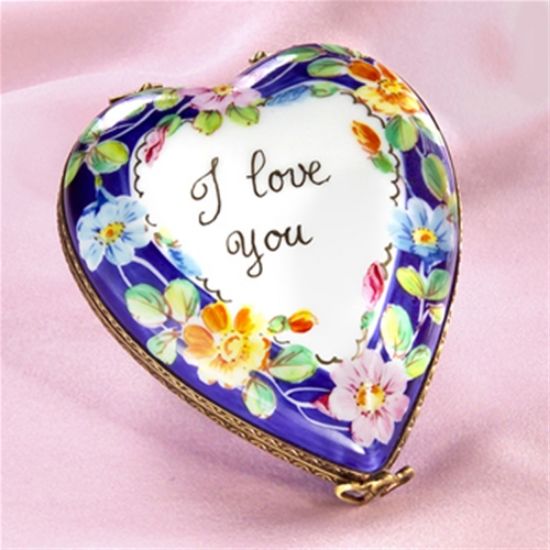 Picture of Limoges I Love You heart with Floral Garland Box