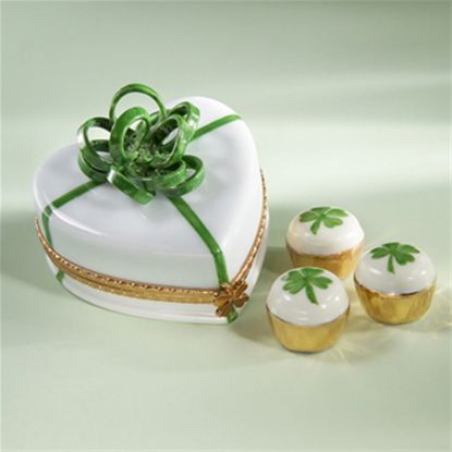 Picture of Limoges Irish Heart Box with 4 Leaf Clover Truffles  