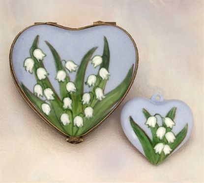 Picture of Limoges Lily of the Valley Heart Box with Pendant 