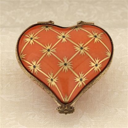 Picture of Limoges Orange  and Gold  Heart Box 