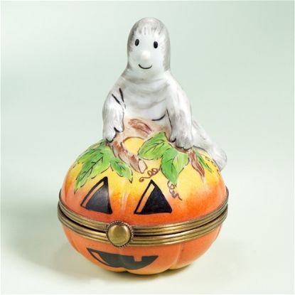 Picture of Limoges Halloween Ghost on Pumpkin Box