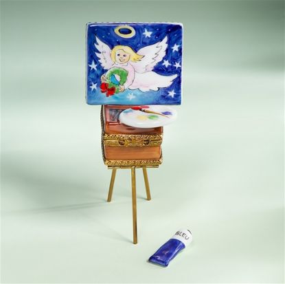 Picture of Limoges Angel Painting  on Easel Box