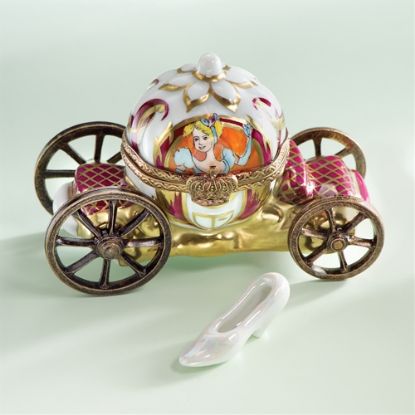 Picture of Limoges Burgundy Cinderella Carriage with Slipper Box