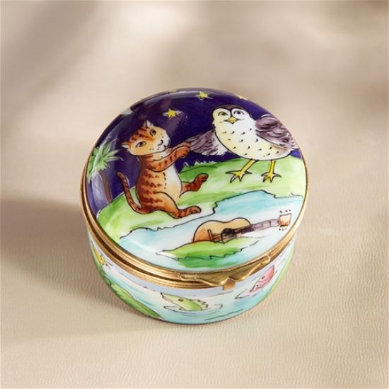 Picture of Limoges Owl and Pussicat Round Box