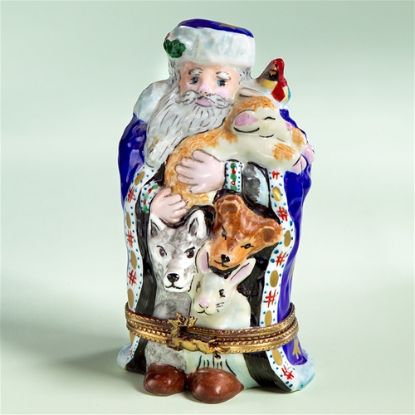 Picture of Limoges Blue Coat Santa with Animals Box