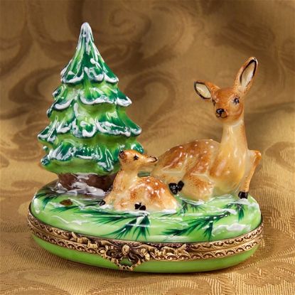 Picture of Limoges Deer Family by Christmas Tree Box