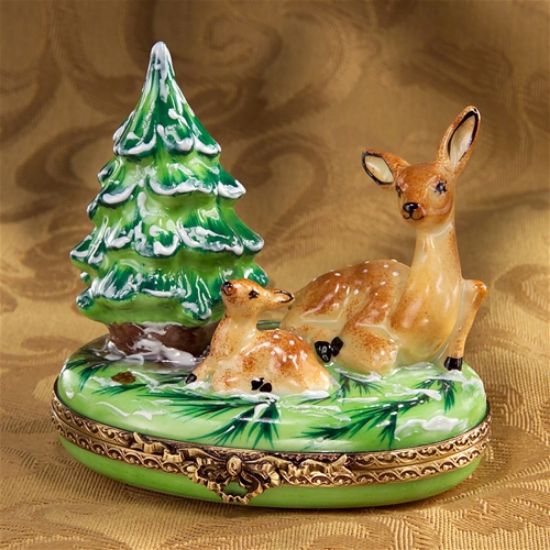Picture of Limoges Deer Family by Christmas Tree Box