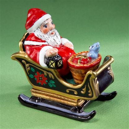 Picture of Limoges Santa on Decorated Sled Box