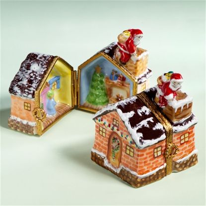 Picture of Limoges Santa on Top of House Box
