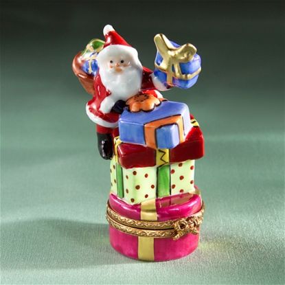 Picture of Limoges Santa on Tower of Gifts Box