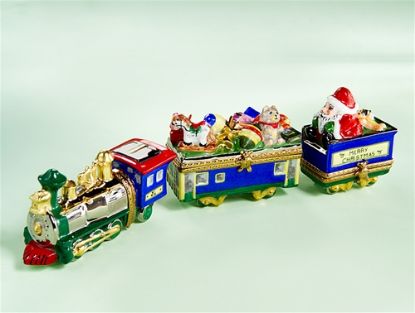 Picture of Limoges Santa Train Boxes Set of 3