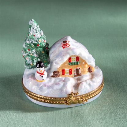 Picture of Limoges Winter House with Snowman Box