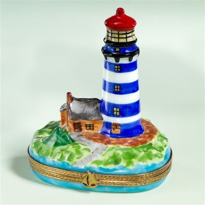 Picture of Limoges Blue White Lighthouse Box