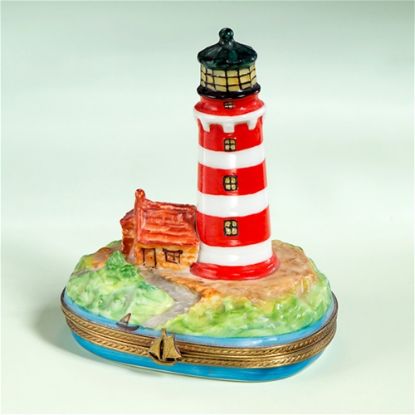 Picture of Limoges Red and White Lighthouse Box