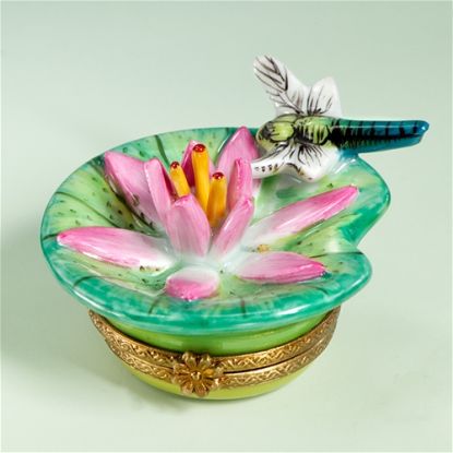 Picture of Limoges Dragonfly on Waterlily Box