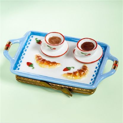 Picture of Limoges Blue Breakfast Tray with Croissants Box