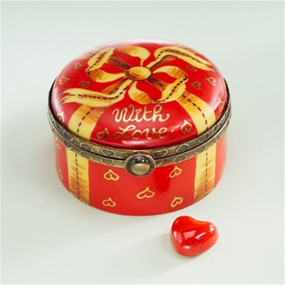 Picture of Limoges "With Love" Round Box with Heart