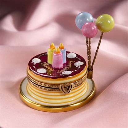 Picture of Limoges Happy Birthday Cake with 3 Balloons Box