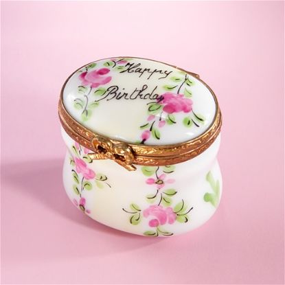 Picture of Limoges Happy Birthday with Roses Oval Box