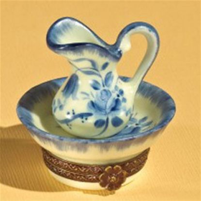 Picture of Limoges Blue White Pitcher with Bowl Box