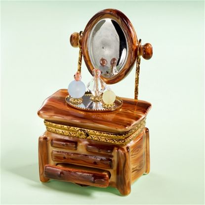 Picture of Limoges Wooden Dresser with Mirror and Perfume Bottles Box