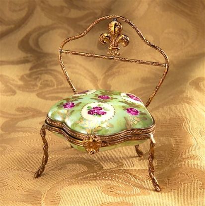 Picture of Limoges Louis XV Chair with Fleur de Lys and Roses Box                  Box