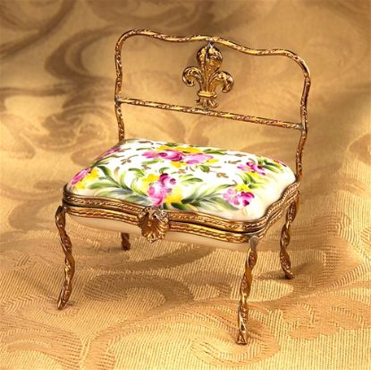 Picture of Limoges Louis XV Chair with Roses Tapestry Box