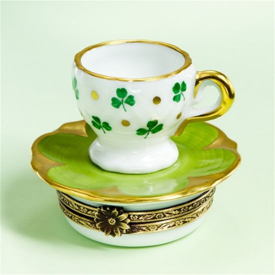 Picture of Limoges Irish Cup and Saucer Four Leaf Clover Box