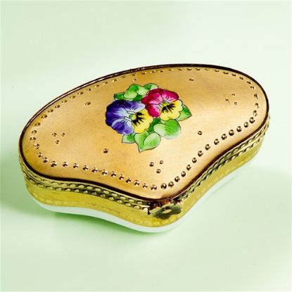 Picture of Limoges Antique Style Gold Box with Two Pansies  