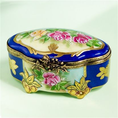Picture of Limoges Blue Chest with Flowers Box