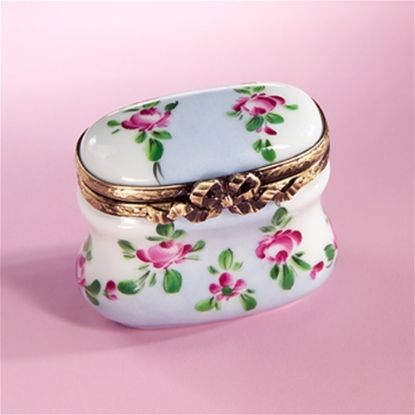 Picture of Limoges Blue Oval Box with Roses 