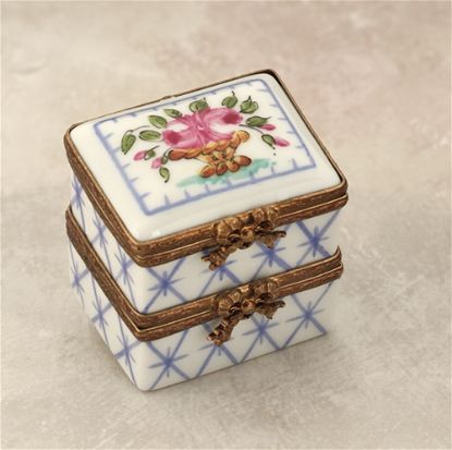 Picture of Limoges Double Box with Basket of Flowers