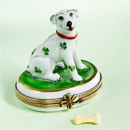 Picture of Limoges Irish Dog with 4 Leaf Clover Decor Box