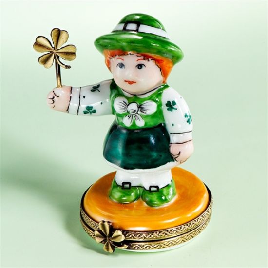 Picture of Limoges Irish Girl with Clover Box