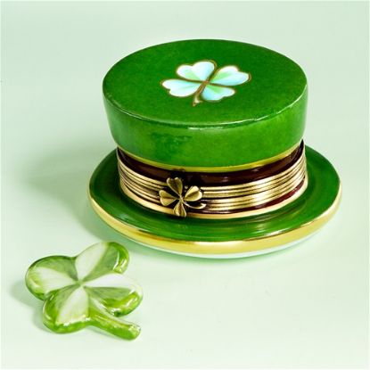Picture of Limoges Irish Hat Box with 4 Leaf Clover