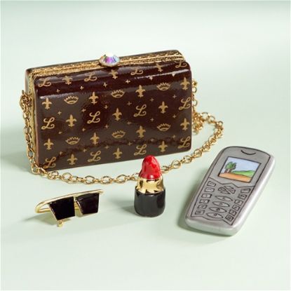 Picture of Limoges Brown Elegant Purse with Cell Phone Box 