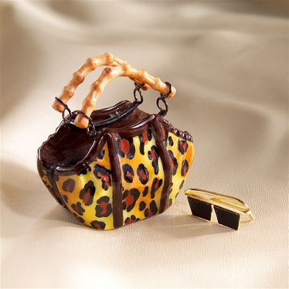 Picture of Limoges Leopard Bamboo Purse with GLasses Box 