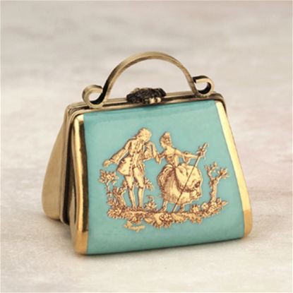 Picture of Limoges Turquoise Purse with Gold Couple Box