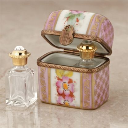 Picture of Limoges Old Rose Chest Box with Perfume Bottles