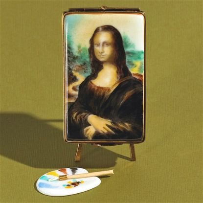 Picture of Limoges Mona Lisa Painting on Easel Box