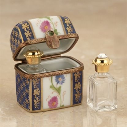 Picture of Limoges Blue and Gold Chest Box with Perfume Bottles