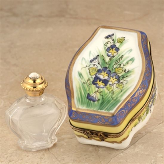 The Cottage Shop - Limoges Violets Chest with Heart Perfume Bottle