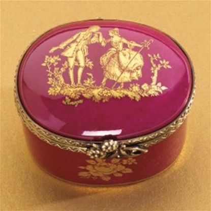 Picture of Limoges Burgundy Box with Couple