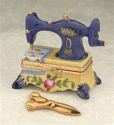 Picture of Limoges Blue Sewing Machine Box with Scissors 