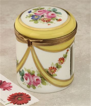 Picture of Limoges Yellow Ribbon and Roses Stamp Box