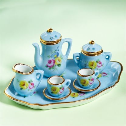 Picture of Limoges Blue Tea Service with Roses 