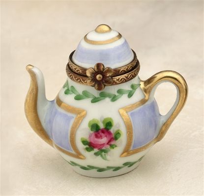 Picture of Limoges Blue Teapot with a Rose Box